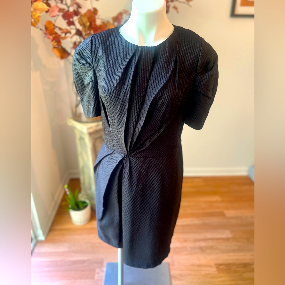 Vera want Elegant Black Textured Dress
